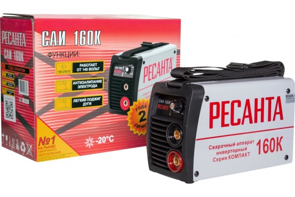 Сварочный аппарат, инверторный САИ 160К,10-160А,6,3кВт,электрод-1-4мм Ресанта