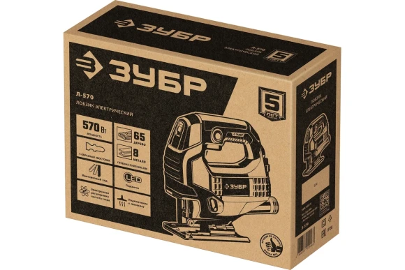 Лобзик электрич. ЗУБР Л-570, 570Вт, 65/8мм, 0-3000ход/мин, в коробке Лобзик электрич. ЗУБР Л-570, 570Вт, 65/8мм, 0-3000ход/мин, в коробке