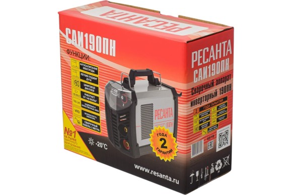Сварочный аппарат, инверторный САИ 190ПН,20-190А,5,5кВт,электрод-1,6-5мм Ресанта Сварочный аппарат, инверторный САИ 190ПН,20-190А,5,5кВт,электрод-1,6-5мм Ресанта