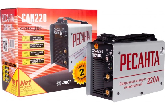 Сварочный аппарат, инверторный САИ 220,10-220А,7,8кВт,электрод-2-5мм Ресанта Сварочный аппарат, инверторный САИ 220,10-220А,7,8кВт,электрод-2-5мм Ресанта