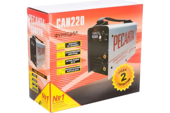 Сварочный аппарат, инверторный САИ 220,10-220А,7,8кВт,электрод-2-5мм Ресанта Сварочный аппарат, инверторный САИ 220,10-220А,7,8кВт,электрод-2-5мм Ресанта