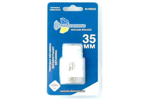 Коронка алмазная по керамограниту 35 х 35мм, М14, сухой/мокрый,Vacuum Brazed TRIO-DIAMOND Коронка алмазная по керамограниту 35 х 35мм, М14, сухой/мокрый,Vacuum Brazed TRIO-DIAMOND