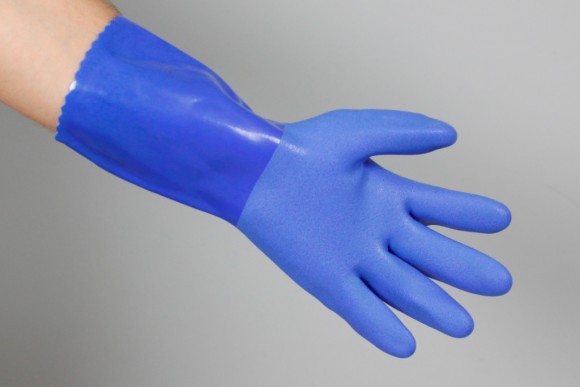 Перчатки SHOWA  152 резина синий винил /бел,бархат р.- L