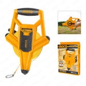 Рулетка геодезическая 50м х 12.5мм, жёлтая фиберглас лента, открытый корпус, INGCO