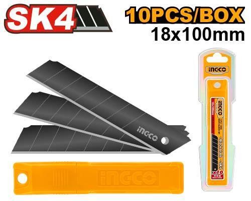 Лезвия для ножей калёные 18 х 100мм, 10шт, 8 сегментов, HKNCB181 INGCO