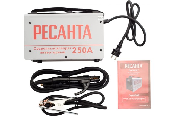 Сварочный аппарат, инверторный САИ 250,10-250А,7,7кВт,электрод-2-6мм Ресанта Сварочный аппарат, инверторный САИ 250,10-250А,7,7кВт,электрод-2-6мм Ресанта