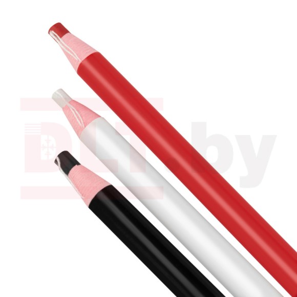 Набор карандашей строительных 3 штуки белый/чёрный/красный, длина 180мм, BIHUI Набор карандашей строительных 3 штуки белый/чёрный/красный, длина 180мм, BIHUI