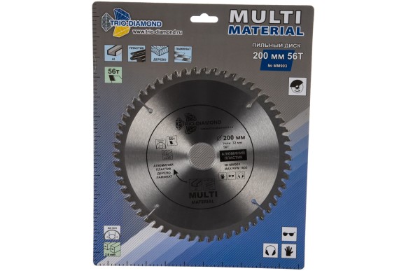 Диск пильный мультиматериал 200 х 32мм, 56Т, MM903 TRIO-DIAMOND