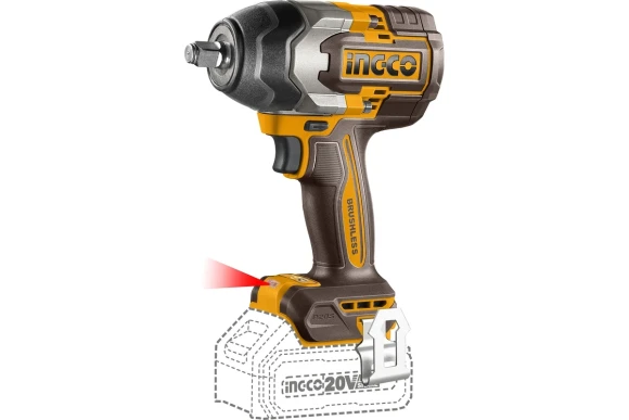 Гайковерт аккумуляторный INGCO CIWLI2085, 850Н/м,20В,4А/ч, Li-ion-2шт,0-1600/0-2400/0о/мин,кейс