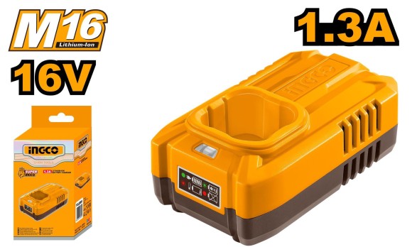 Зарядное устройство INGCO FCLI1613, 16В, 1,3А, 100-230В