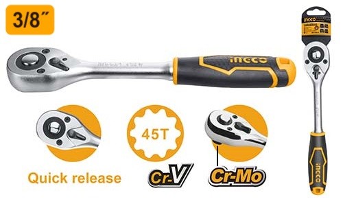 Ключ трещеточный INGCO  45 зубьев, 3/8" 