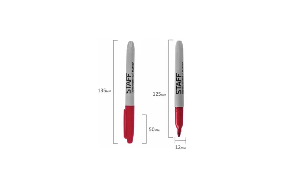 Набор маркеров перманетных 4-шт, чёрный/красный/зелёный/синий 2.5мм, Staff