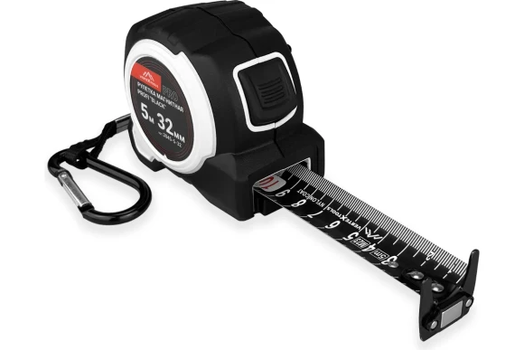 Рулетка 5м х 32мм с автостопом, чёрная двусторонняя шкала, магнитный зацеп, VERTEXTOOLS Рулетка 5м х 32мм с автостопом, чёрная двусторонняя шкала, магнитный зацеп, VERTEXTOOLS