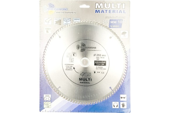 Диск пильный мультиматериал 255 х 30мм, 100Т, MM905 TRIO-DIAMOND Диск пильный мультиматериал 255 х 30мм, 100Т, MM905 TRIO-DIAMOND