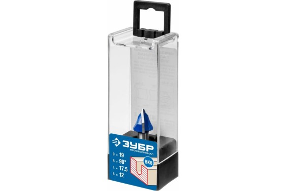 Фреза пазовая галтельная V-образная D=25.4 х L=25 х H=60мм, 90°, хвостовик 12мм, ЗУБР Фреза пазовая галтельная V-образная D=25.4 х L=25 х H=60мм, 90°, хвостовик 12мм, ЗУБР
