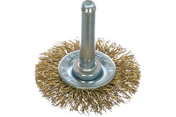 Щётка-крацовка дисковая со шпилькой 50мм, латунированная сталь, РемоКолор Щётка-крацовка дисковая со шпилькой 50мм, латунированная сталь, РемоКолор