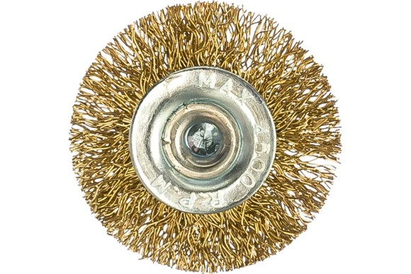 Щётка-крацовка дисковая со шпилькой 50мм, латунированная сталь, РемоКолор Щётка-крацовка дисковая со шпилькой 50мм, латунированная сталь, РемоКолор