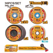 Набор дисков отрезных по металлу INGCO MCD07630, 76*10мм 30шт Набор дисков отрезных по металлу INGCO MCD07630, 76*10мм 30шт