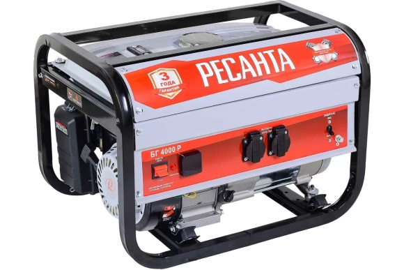Генератор бензиновый БГ 4000 Р Ресанта 3,3кВт 220В 16л с ручным запуском Генератор бензиновый БГ 4000 Р Ресанта 3,3кВт 220В 16л с ручным запуском