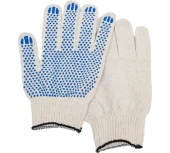 Перчатки белые х/б с точкой ПВХ 10 класс, 5 нитей, чёрный манжет Перчатки белые х/б с точкой ПВХ 10 класс, 5 нитей, чёрный манжет