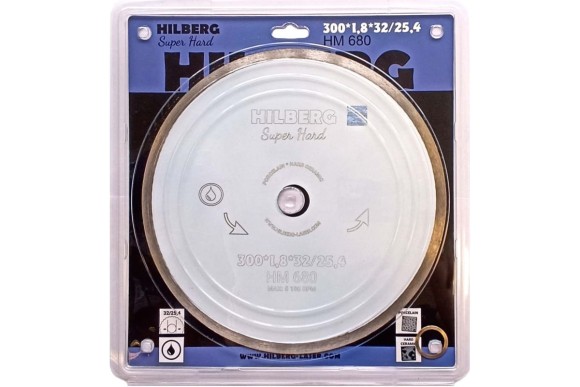 Диск алмазный по керамограниту 300 х 1.8 х 32мм, сплошной, мокрый, HM680 Hilberg Диск алмазный по керамограниту 300 х 1.8 х 32мм, сплошной, мокрый, HM680 Hilberg