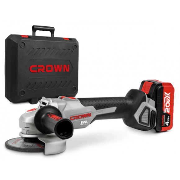 Шлифмашина углов. аккумулят.CROWN CT23001-125HX-4 BMC, 125*22,2мм,2шт*20В Li-ion 4Ач,8000о/мин,
