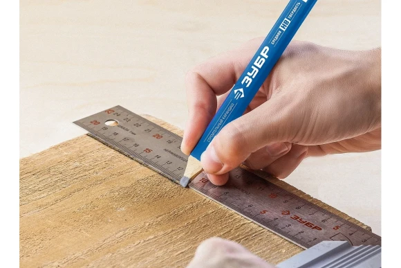 Карандаш строительный серый, стержень 3 х 6мм, длина 180мм, ЗУБР Карандаш строительный серый, стержень 3 х 6мм, длина 180мм, ЗУБР