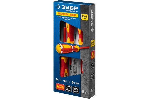 Набор отвёрток диэлектрич. ЗУБР 5шт.25265 Набор отвёрток диэлектрич. ЗУБР 5шт.25265