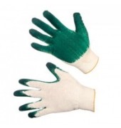 Перчатки трикотажные с двойным латексным покрытием жёлто/зелёные Перчатки трикотажные с двойным латексным покрытием жёлто/зелёные