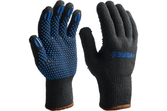 Перчатки утеплённые х/б с ПВХ точки МПП-7 р. L-XL ЗУБР Перчатки утеплённые х/б с ПВХ точки МПП-7 р. L-XL ЗУБР