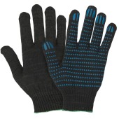 Перчатки х/б ДВОЙНЫЕ с ПВХ точки 5-нити чёрные 10 класс Перчатки х/б ДВОЙНЫЕ с ПВХ точки 5-нити чёрные 10 класс