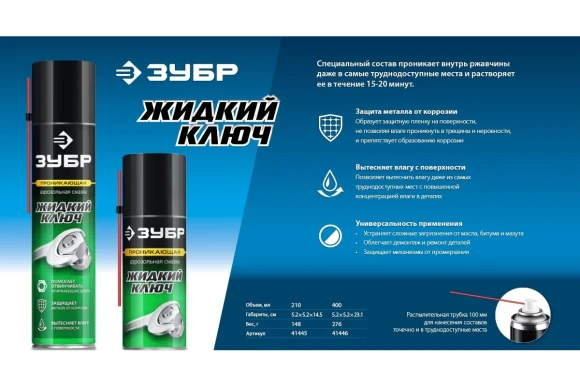 Смазка проникающая Профессионал жидкий ключ 400 мл ЗУБР Смазка проникающая Профессионал жидкий ключ 400 мл ЗУБР