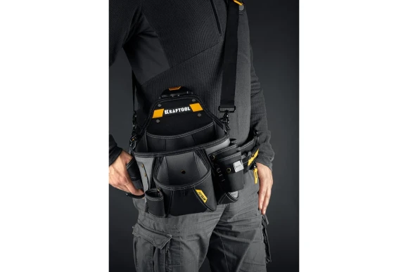 Поясная сумка FastClip KPB-20 плечевой ремень, 20 кармана и петли KRAFTOOL Поясная сумка FastClip KPB-20 плечевой ремень, 20 кармана и петли KRAFTOOL