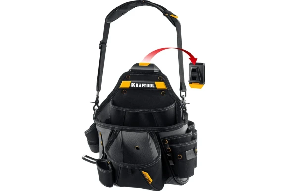 Поясная сумка FastClip KPB-20 плечевой ремень, 20 кармана и петли KRAFTOOL Поясная сумка FastClip KPB-20 плечевой ремень, 20 кармана и петли KRAFTOOL