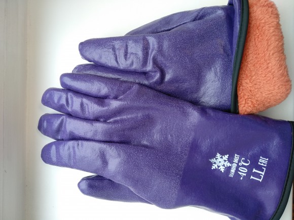 Перчатки AOI WORKS A-935(ЗИМА) резина оранж/чёрный.мех- LL