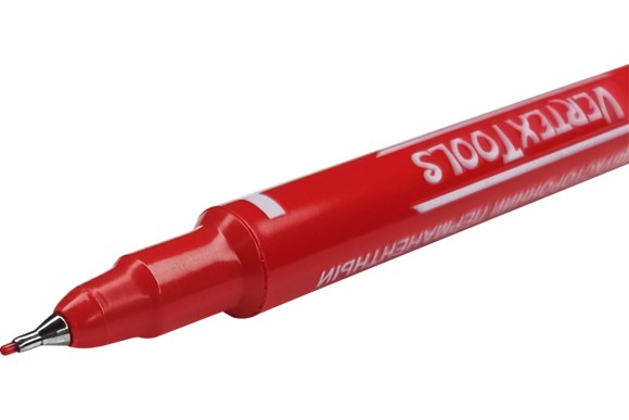 Маркер перманентный красный двусторонний 0.4/1мм, Vertextools Маркер перманентный красный двусторонний 0.4/1мм, Vertextools