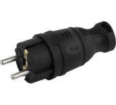 Вилка каучуковая прямая ЭРА 16A с заземл. черная IP44