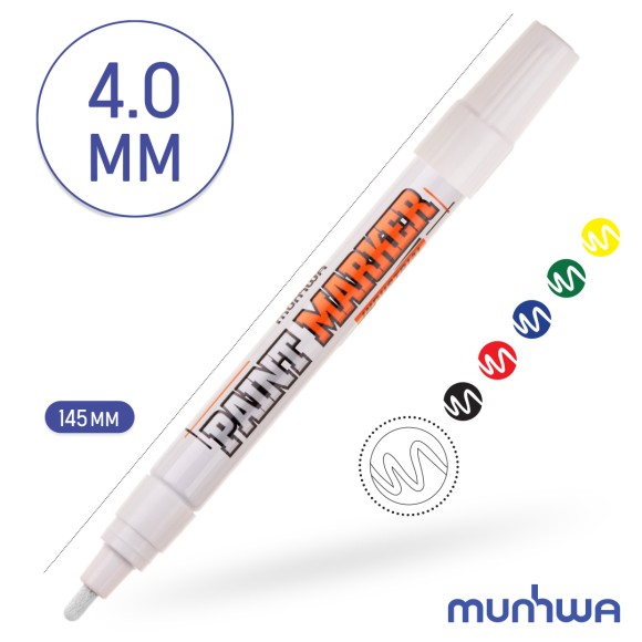 Маркер-краска белый, 4мм, нитро-основа, для промышленного применения MunHwa IPM-05