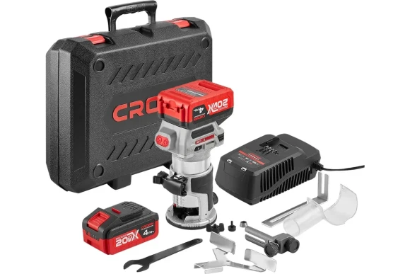 Фрезер кромочный аккум. CROWN CT26010HX-4 BMC, 20В, цанга 6/8мм, АКБ 2-шт (4А*ч) Фрезер кромочный аккум. CROWN CT26010HX-4 BMC, 20В, цанга 6/8мм, АКБ 2-шт (4А*ч)