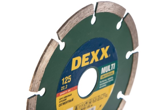 Диск алмазный по бетону/кирпичу 125 х 2.0 х 22.2мм, сегментный, сухой/мокрый, DEXX Диск алмазный по бетону/кирпичу 125 х 2.0 х 22.2мм, сегментный, сухой/мокрый, DEXX