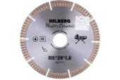 Диск алмазный по керамограниту 115 х 1.6 х 20мм, сегмент, мокрый рез, Hilberg Диск алмазный по керамограниту 115 х 1.6 х 20мм, сегмент, мокрый рез, Hilberg