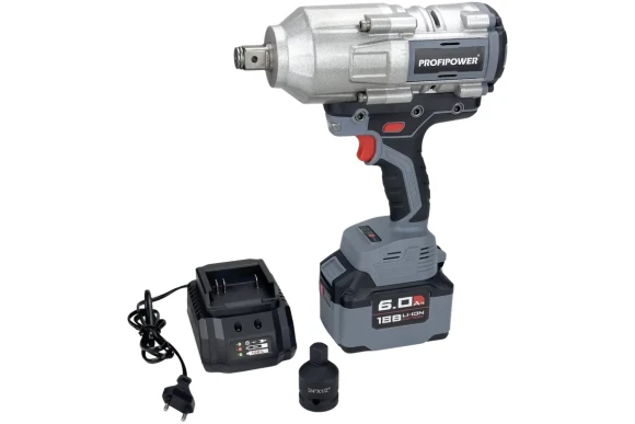 Гайковёрт(BL) аккум. Profipower -2000N, 18В,8А/ч,*2 шт, 2000Н*м, квадрат 3/4", кейс Гайковёрт(BL) аккум. Profipower -2000N, 18В,8А/ч,*2 шт, 2000Н*м, квадрат 3/4", кейс