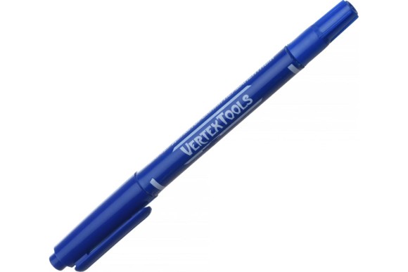 Маркер перманентный синий двусторонний 0.4/1мм, Vertextools Маркер перманентный синий двусторонний 0.4/1мм, Vertextools