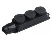 Розетка каучуковая, трехместная с защитными крышками, 16А, РБ33-1-0м, Омега IP44 "ИЭК", PKR61-01