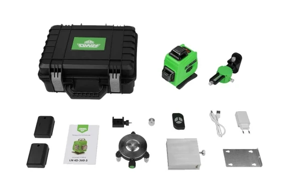 Лазерный нивелир  AMO LN 4D-360-2, 360гр*4,зелёный луч 25м,+/-0,2мм/м