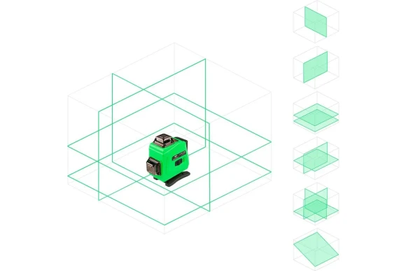 Лазерный нивелир  AMO LN 4D-360-2, 360гр*4,зелёный луч 25м,+/-0,2мм/м