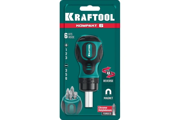 Отвертка реверсивная EXTREM Kompakt+6бит KRAFTOOL	
