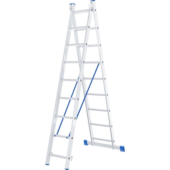 Лестница алюминиевая универсальная,2-ух секционная, 9 ступеней 4,29м РемоКолор