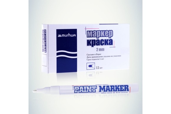 Маркер-краска белый, 2мм, нитро-основа, для промышленного применения MunHwa "Slim" SPM-05 Маркер-краска белый, 2мм, нитро-основа, для промышленного применения MunHwa "Slim" SPM-05