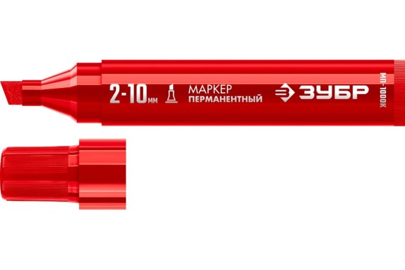  Маркер перманентный клиновидный 2-10мм красный ЗУБР
